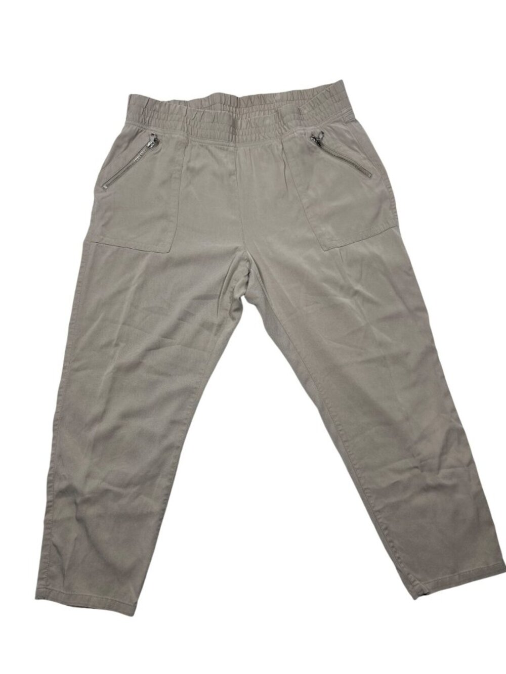 Women’s Taupe Pull-On Utility Ankle Pants | Zip Pockets | Size 2.5